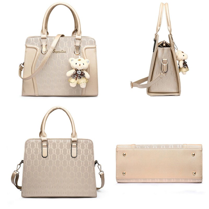 Soperwillton Women's Fashion Handbags Tote Bags Shoulder Bag Top Handle Satchel Purse Set 4pcs - Image 2